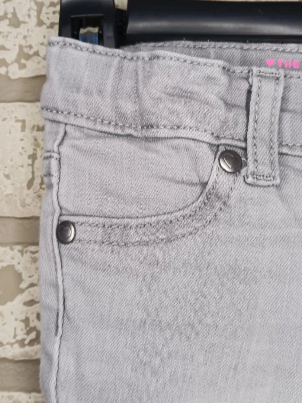 The Childrens Place Girls 12-18M Jegging Pants Jeans Gray Stretch Waist (Read)